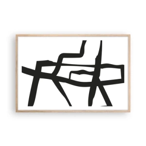 Poszter világos tölgy keretben - Fekete-fehér konstrukció - 91x61 cm