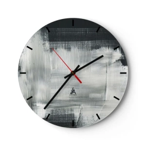 Falióra, Óra - Absztrakt minta fekete-fehér árnyalatokban - 30x30cm - Függőlegből és vízszintből szőtt - Modern fali dekoráció nappalihoz, konyhához és hálószobához ARTTOR