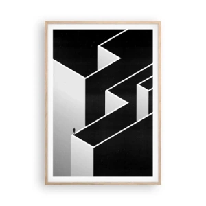 Poszter világos tölgy keretben - Magány a csúcson - 70x100 cm