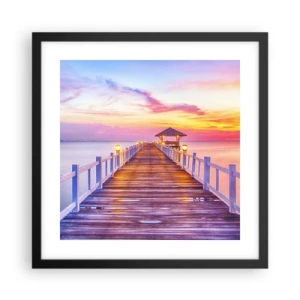 Poszter fehér keretben - Az est lilás-arany csendje - 40x40 cm