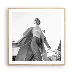 Poszter világos tölgy keretben - Velem jössz? - 60x60 cm