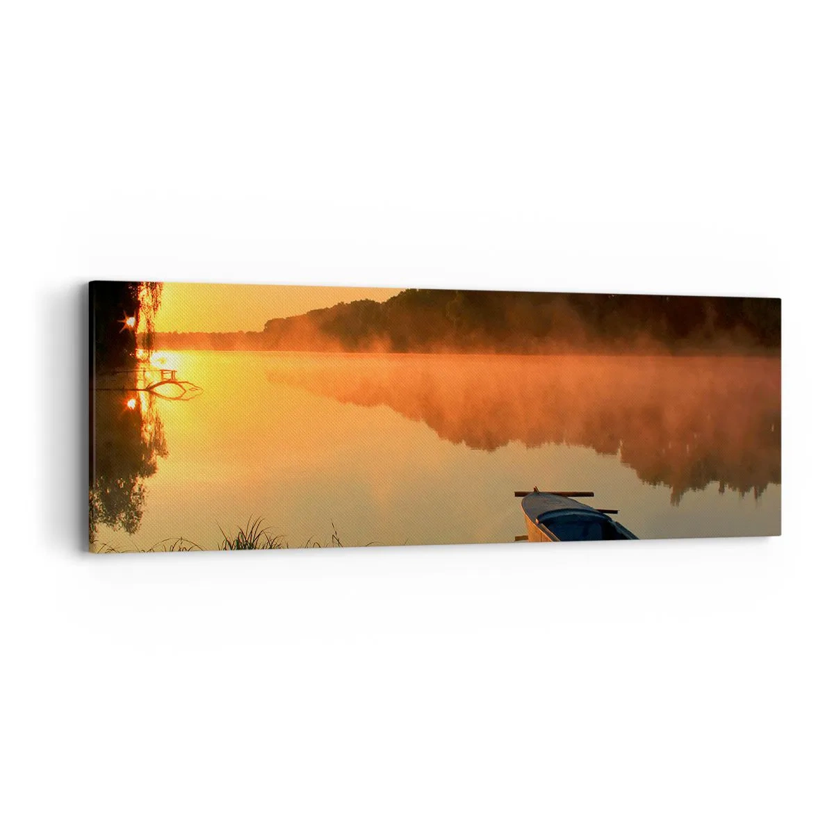 Vászonkép - Napkelte a víz felett, mint egy tükör - 90x30 cm