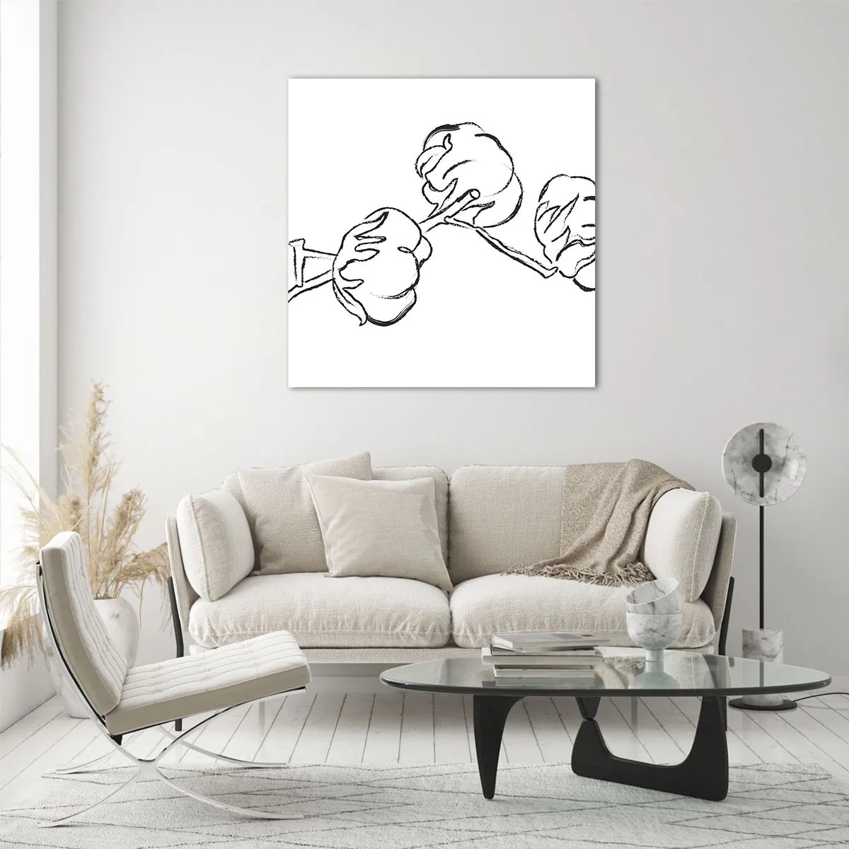 Üveg kép - Pamut pehely - 60x60 cm