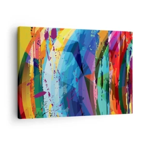 Vászonkép - Színes absztrakció dinamikus mintákban és formákban - 70x50cm - Színes szédülés - Modern fali dekoráció nappalihoz és hálószobához ARTTOR