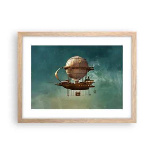 Poszter világos tölgy keretben - Julius Verne üdvözöl - 40x30 cm