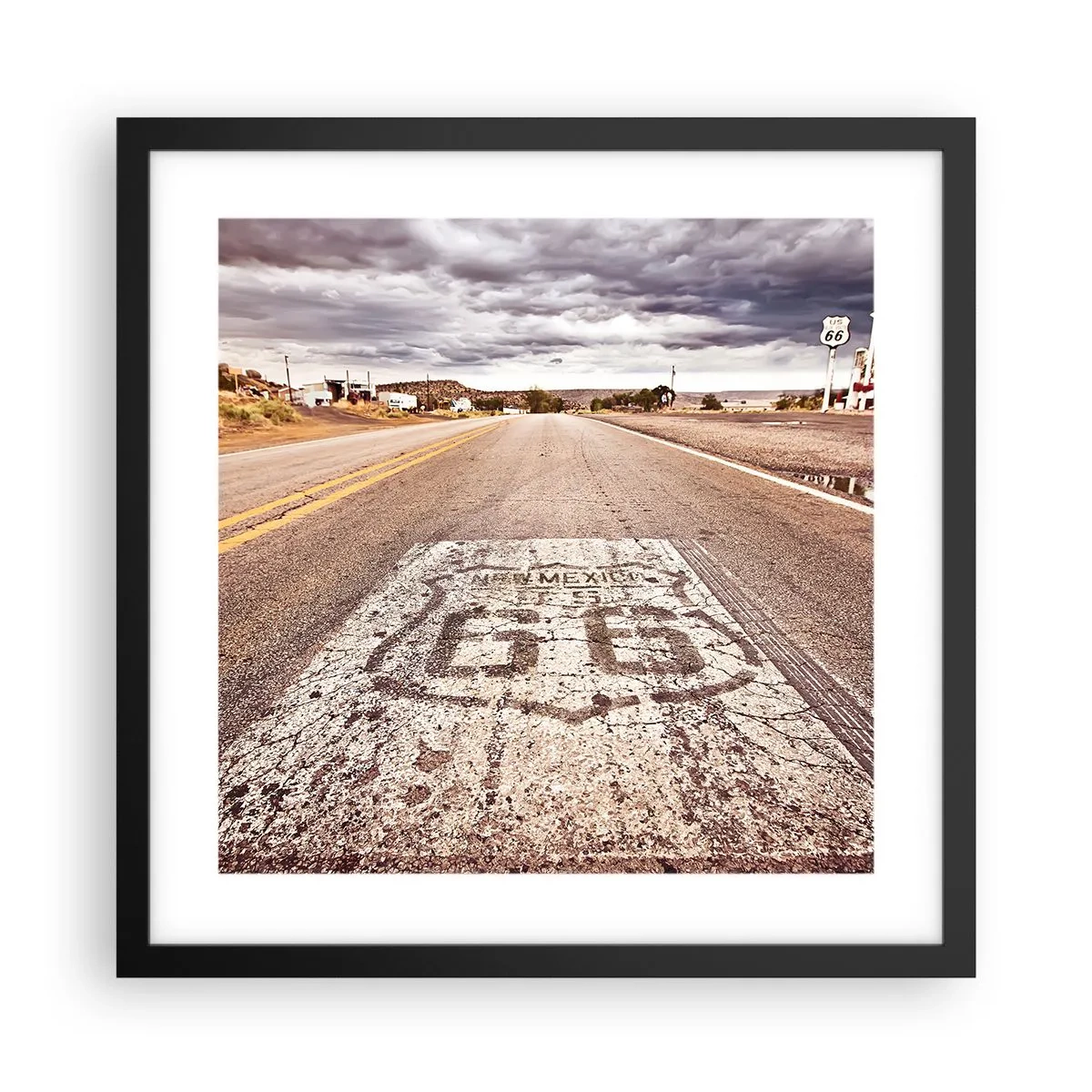 Poszter fehér keretben - Mother Road – amerikai legenda - 40x40 cm