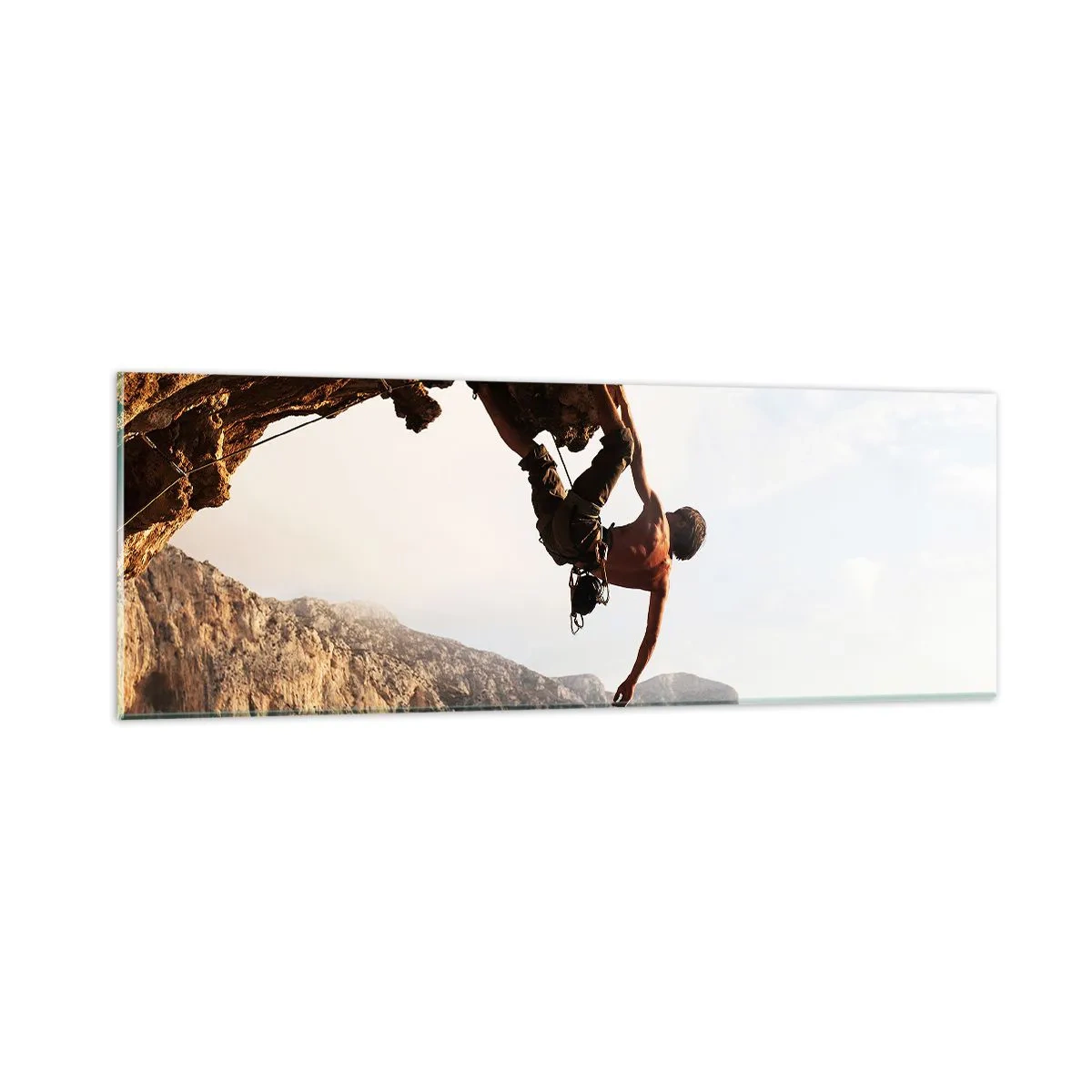 Üveg kép - A világ egy szikladarabon összezsugorodott egy kézben  - 90x30 cm