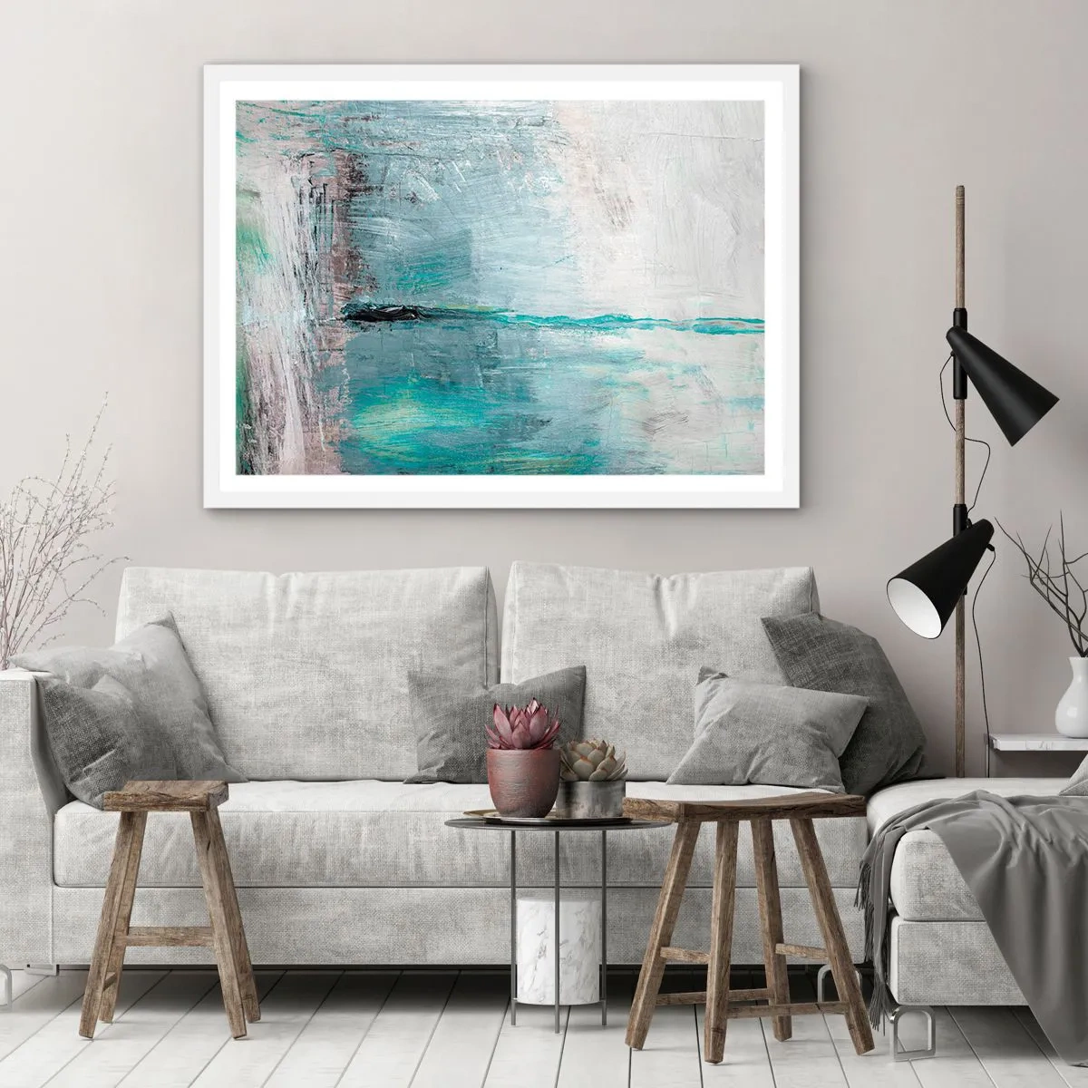 Poszter fekete keretben - Vízszintesen kék színben - 100x70 cm