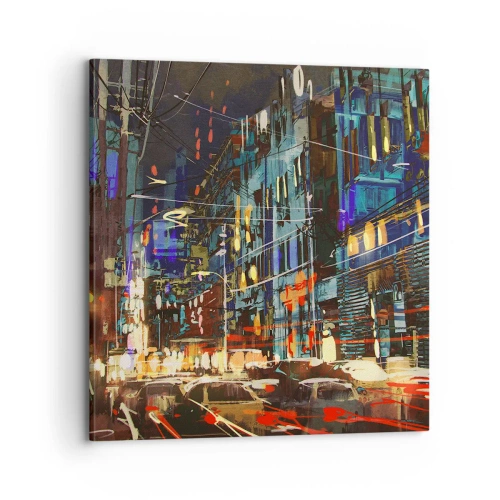 Vászonkép - Esti utcai nyüzsgés - 70x70 cm