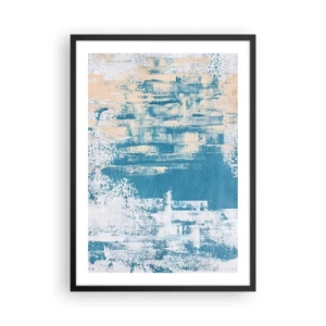 Poszter fehér keretben - Absztrakt textúra kék és bézs árnyalatokban - 50x70cm - Jégcsapon keresztül - Modern fali dekoráció nappalihoz és hálószobához ARTTOR