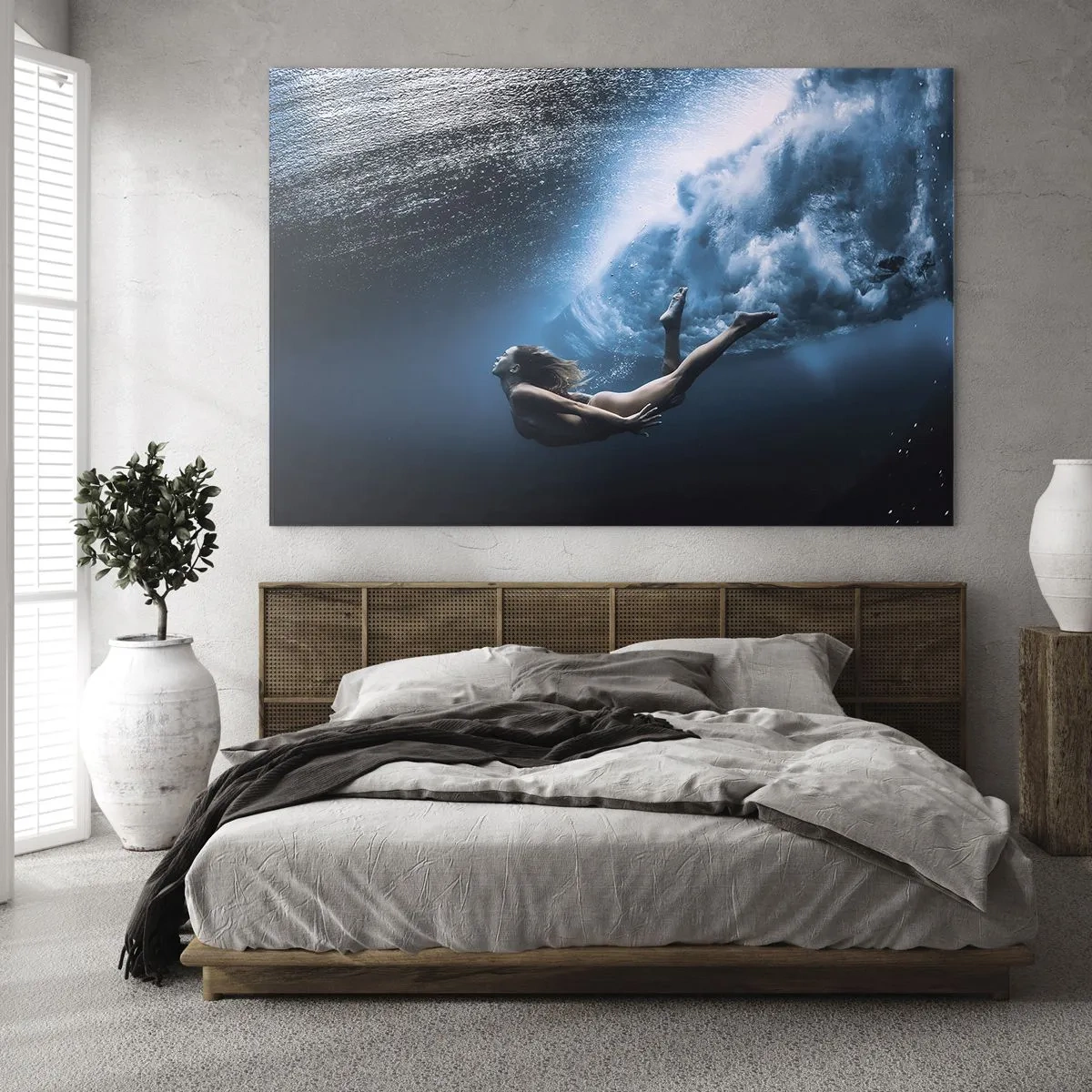 Üveg kép - Modern sellő - 70x50cm - Modern sellő - Modern fali dekoráció nappalihoz és hálószobához ARTTOR