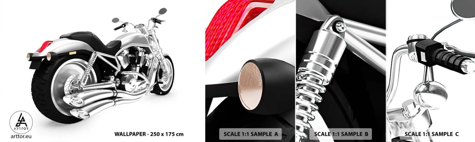 Fotótapéta Minta Öntapadós Deluxe Sticker - Gyűjtögető álma - Autóipari, Motorkerékpár, Chopper - 100x30 cm