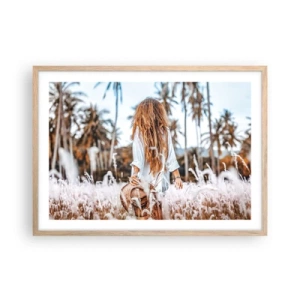 Poszter világos tölgy keretben - Fűbolyhból született - 70x50 cm