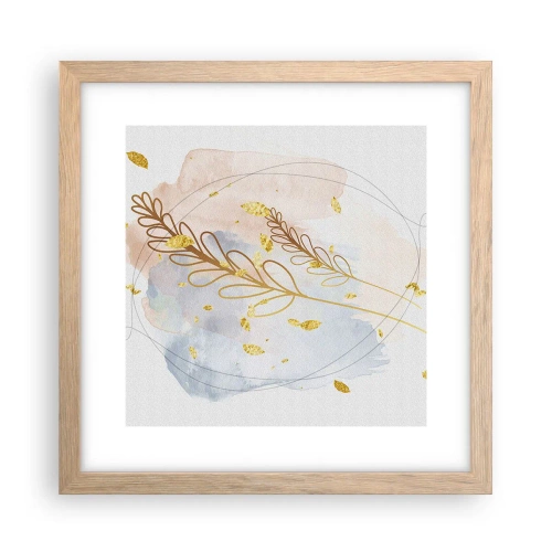 Poszter világos tölgy keretben - Aranyszínű fuvallat - 30x30 cm