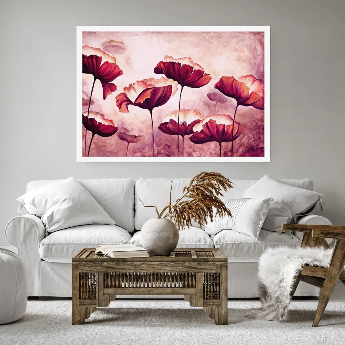 Poszter - Piros és fehér szirom - 100x70 cm
