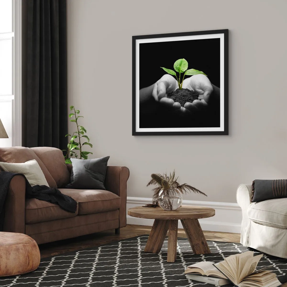 Poszter fehér keretben - Szeretem a természetet, védem azt - 60x60 cm