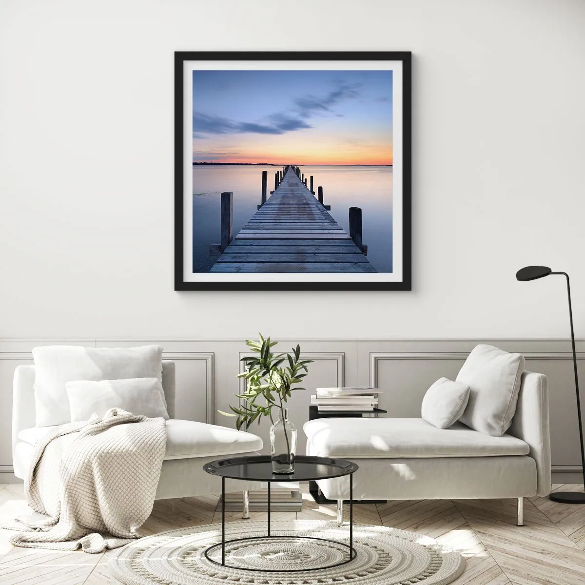 Poszter fehér keretben - A derűs szürkület nyugalma - 60x60 cm