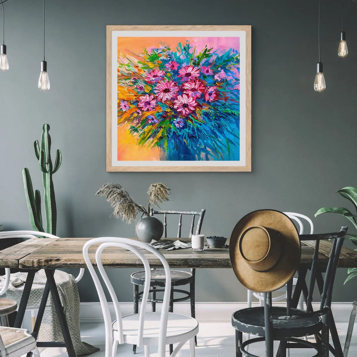 Poszter világos tölgy keretben - Életenergia - 30x30 cm