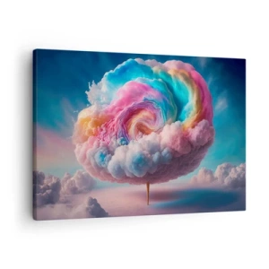 Vászonkép - Egy spirális alakú felhő pasztell színekkel az égen - 70x50cm - Álom egy vidámparkról - Modern fali dekoráció nappalihoz és hálószobához ARTTOR