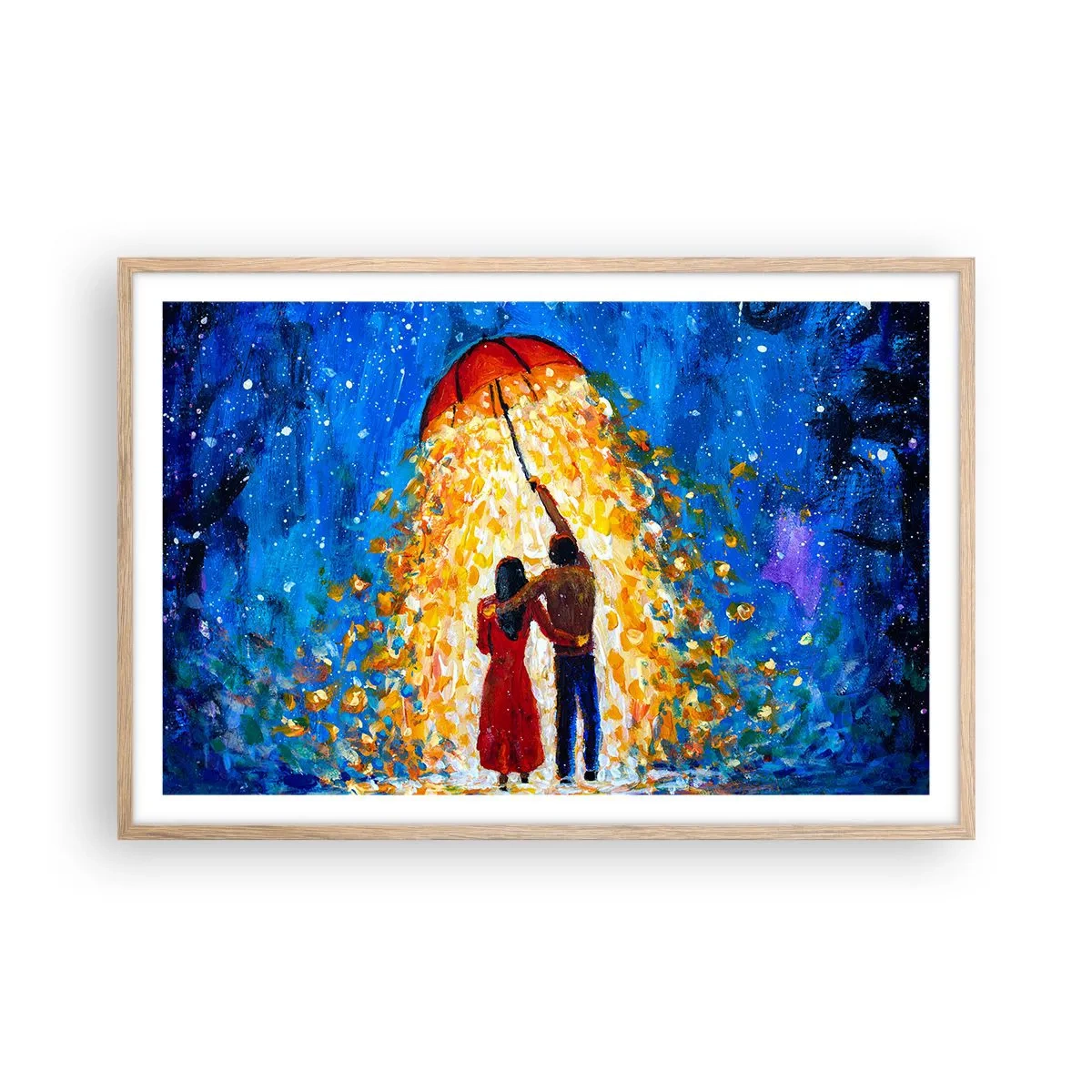 Poszter világos tölgy keretben - Egy esős este varázsa? - 91x61 cm