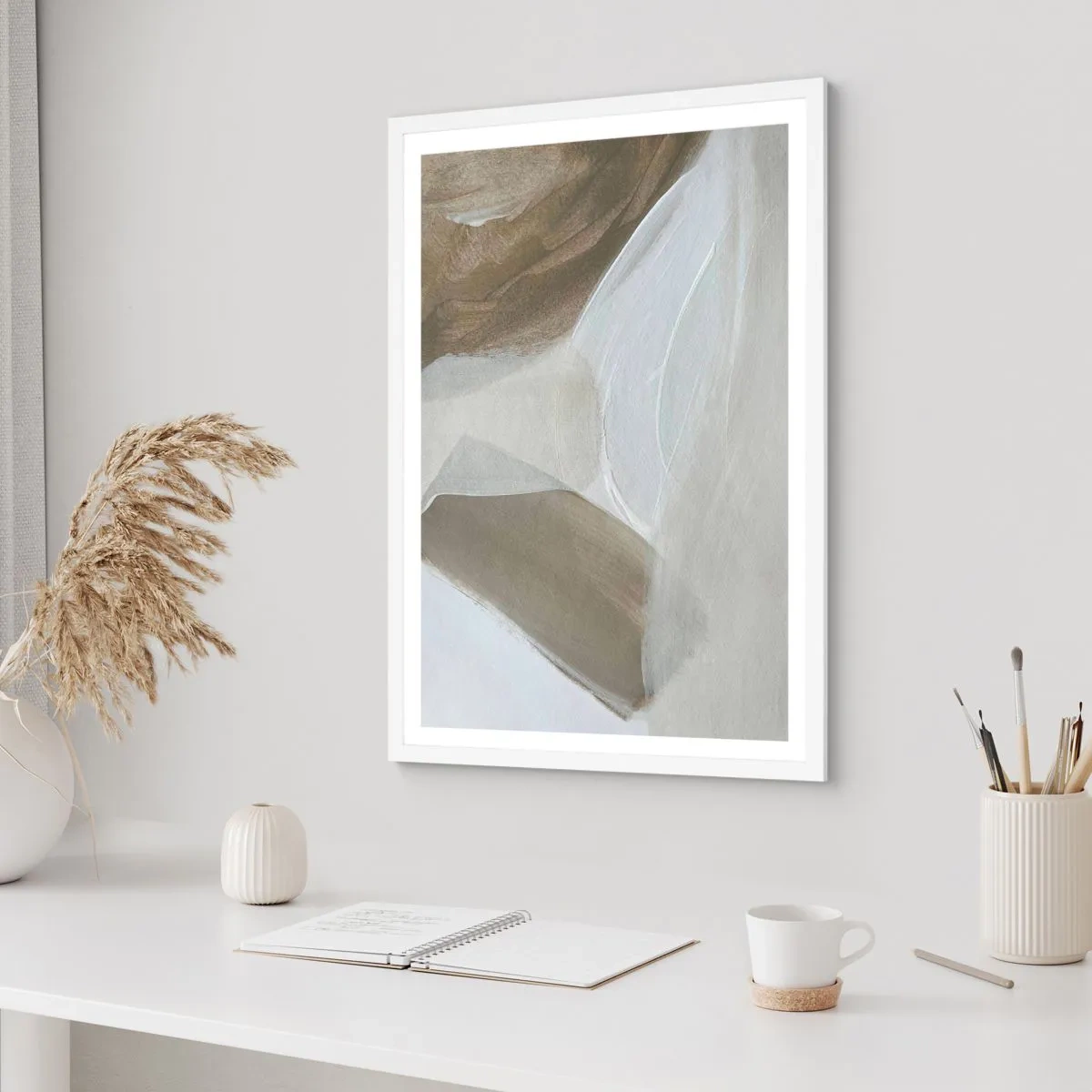 Poszter fekete keretben - Fehér hullámai - 70x100 cm