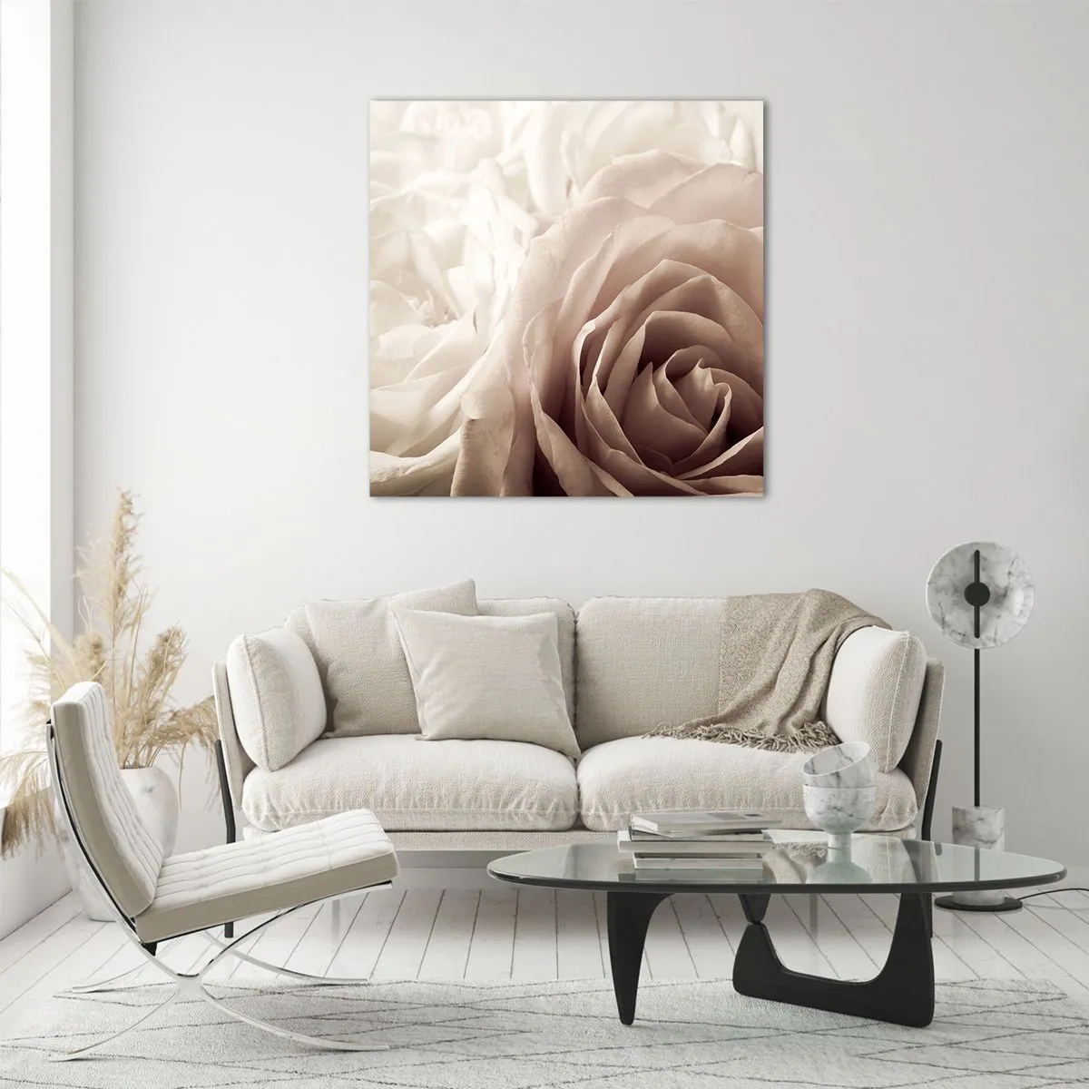 Üveg kép - Egy rózsa szívében - 40x40 cm