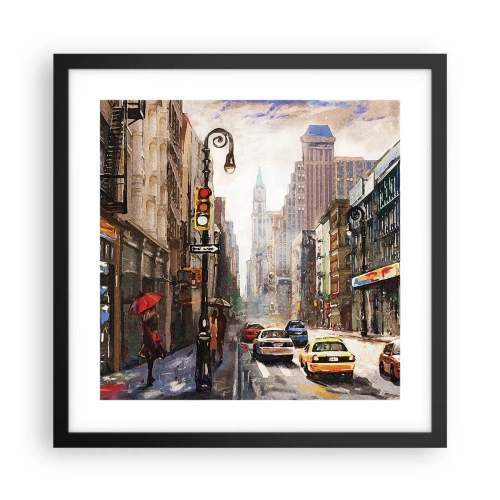 Poszter fehér keretben - New York – esőben is színes - 40x40 cm