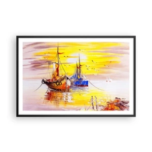 Poszter fehér keretben - Megérdemelt pihenés a kikötőben - 91x61 cm