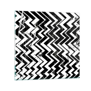 Üveg kép - Zyg-fehér, zag-fekete - 30x30 cm