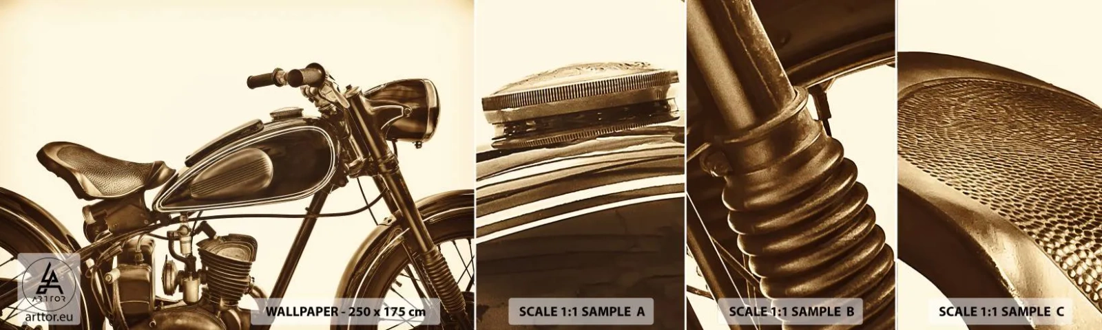Fotótapéta Minta Öntapadós Deluxe Sticker - Vágyva a klasszikusokra - Motorkerékpár, Szüret, Autóipari - 100x30 cm