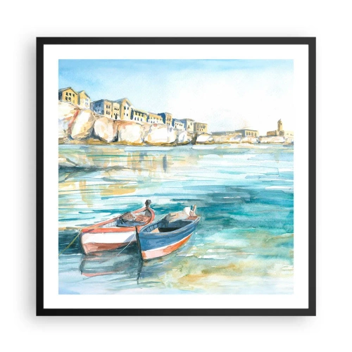 Poszter fehér keretben - Tájkép azúrkéken - 60x60 cm