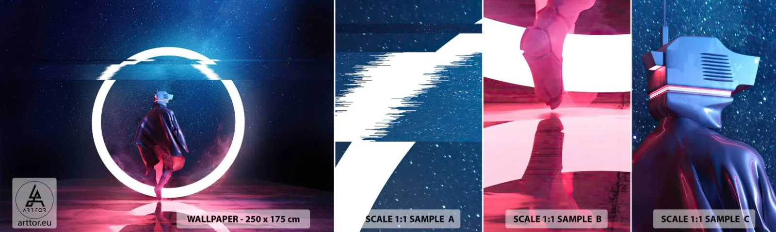 Fotótapéta Minta Öntapadós Deluxe Sticker - Világok között - Futurisztikus, Űrhajós, Világegyetem - 100x30 cm