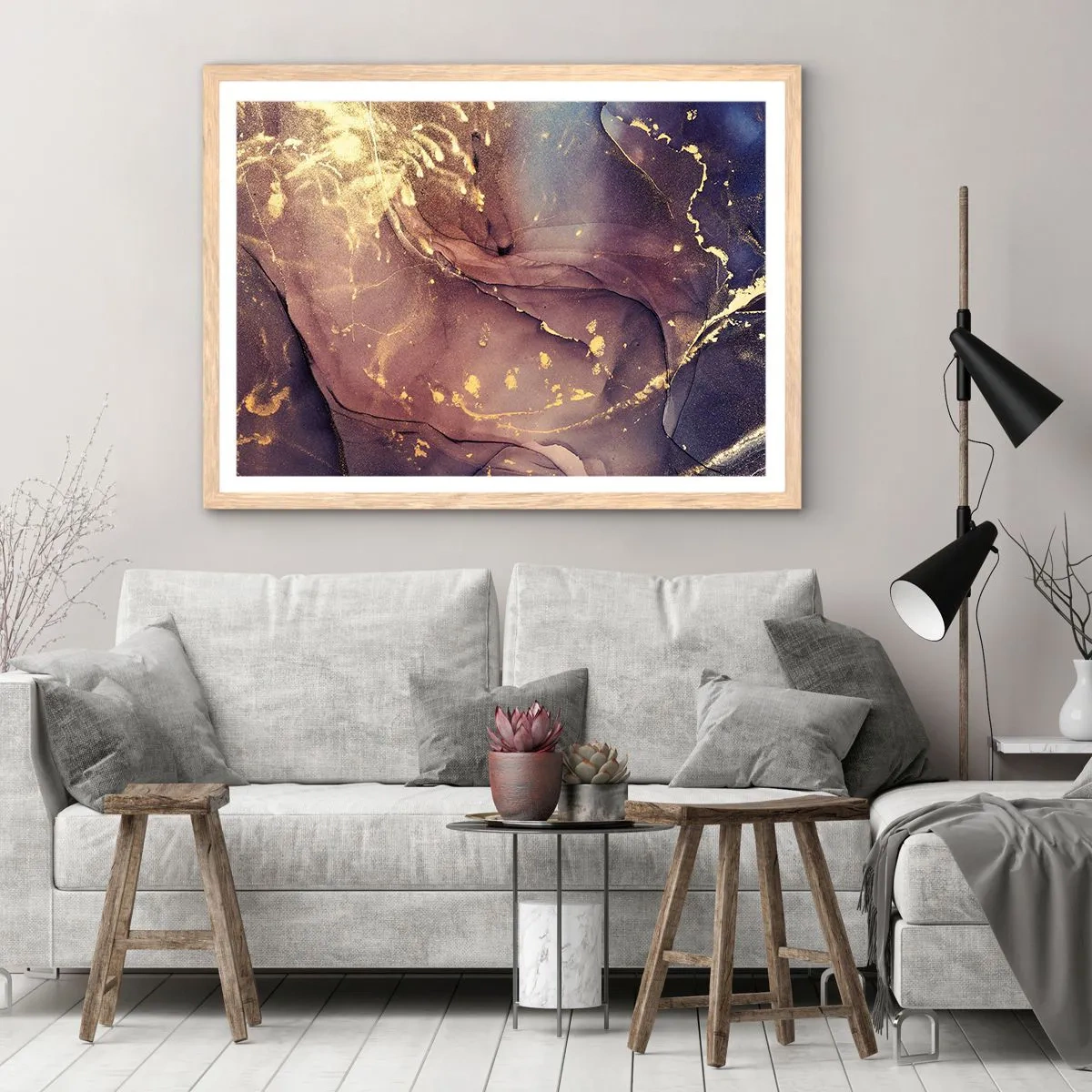 Poszter világos tölgy keretben - Anyag és lélek - 70x50 cm