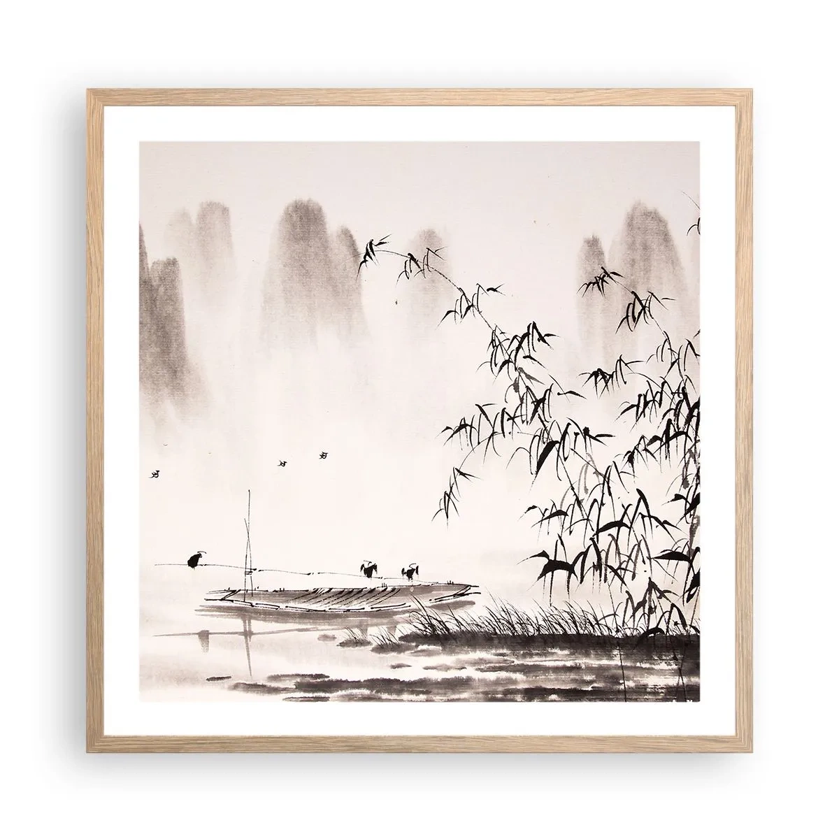 Poszter világos tölgy keretben - A rizsföldek csendje - 60x60 cm