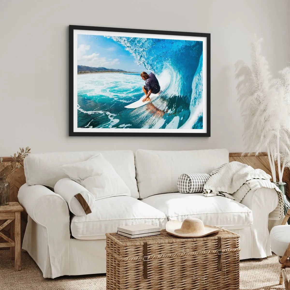 Poszter fehér keretben - Tánc a hullámokkal - 100x70 cm