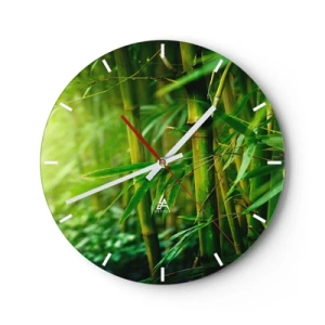 Falióra, Óra - Egy bambuszerdő intenzív zöld árnyalatokban - 30x30cm - Megismerni magát a zöldet - Modern fali dekoráció nappalihoz, konyhához és hálószobához ARTTOR