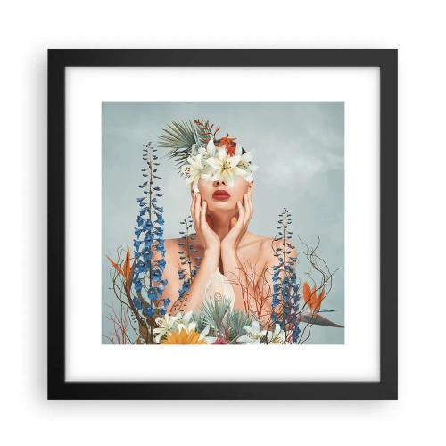 Poszter fehér keretben - Virág-nő - 30x30 cm