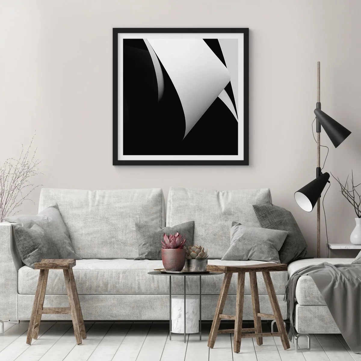 Poszter fehér keretben - Fénysíkok az árnyék mélyéről - 40x40 cm