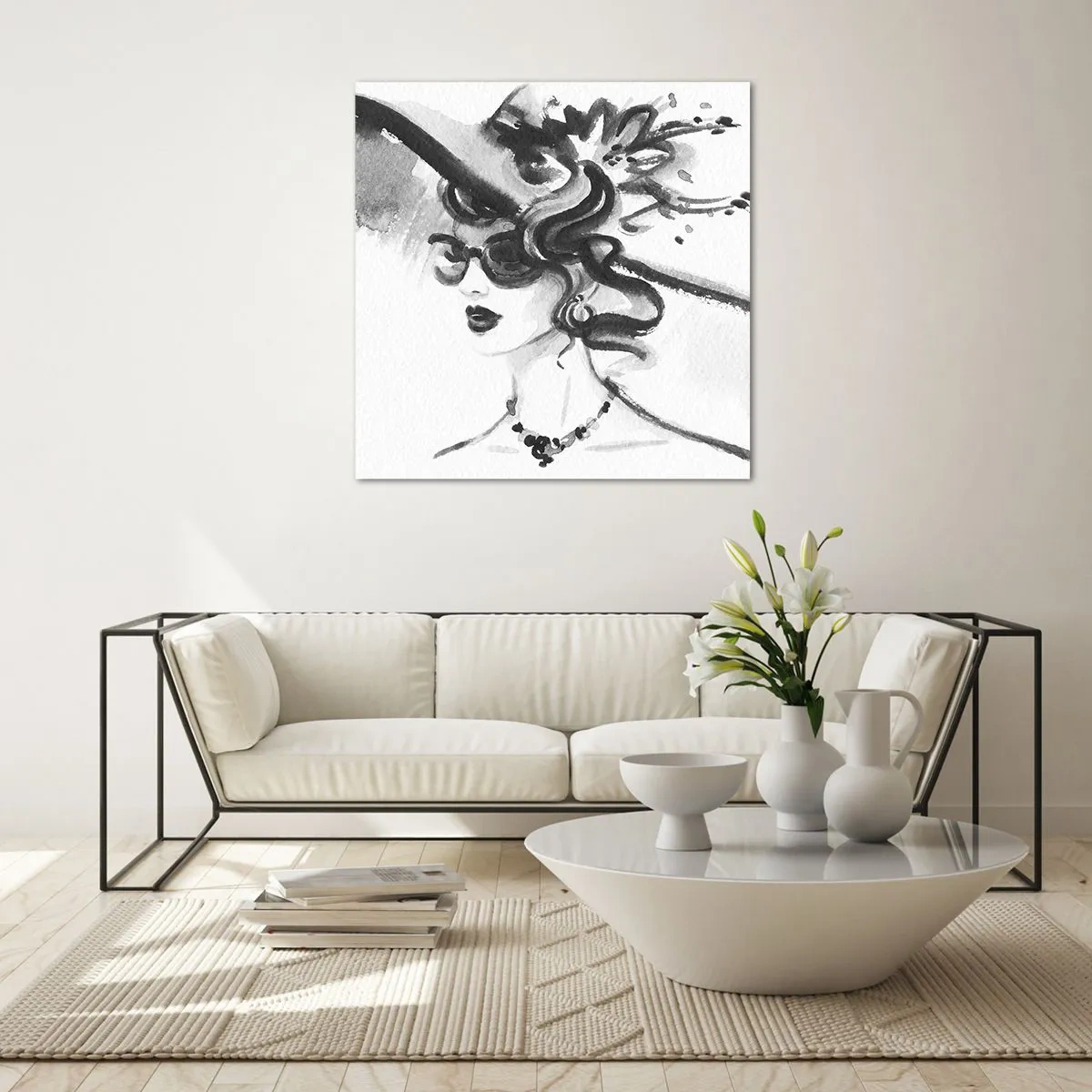 Üveg kép - Karakteres hölgy - 60x60 cm