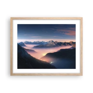 Poszter világos tölgy keretben - Fény a völgyekben - 50x40 cm