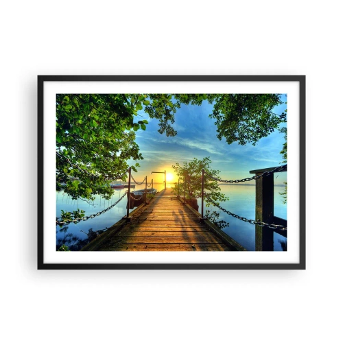 Poszter fehér keretben - Naplemente a víz felett - 70x50 cm