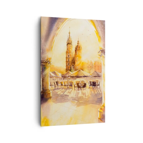 Vászonkép - Napkelte a krakkói piactér felett - 80x120 cm