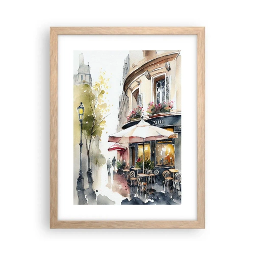 Poszter világos tölgy keretben - Egy párizsi reggel - 30x40 cm