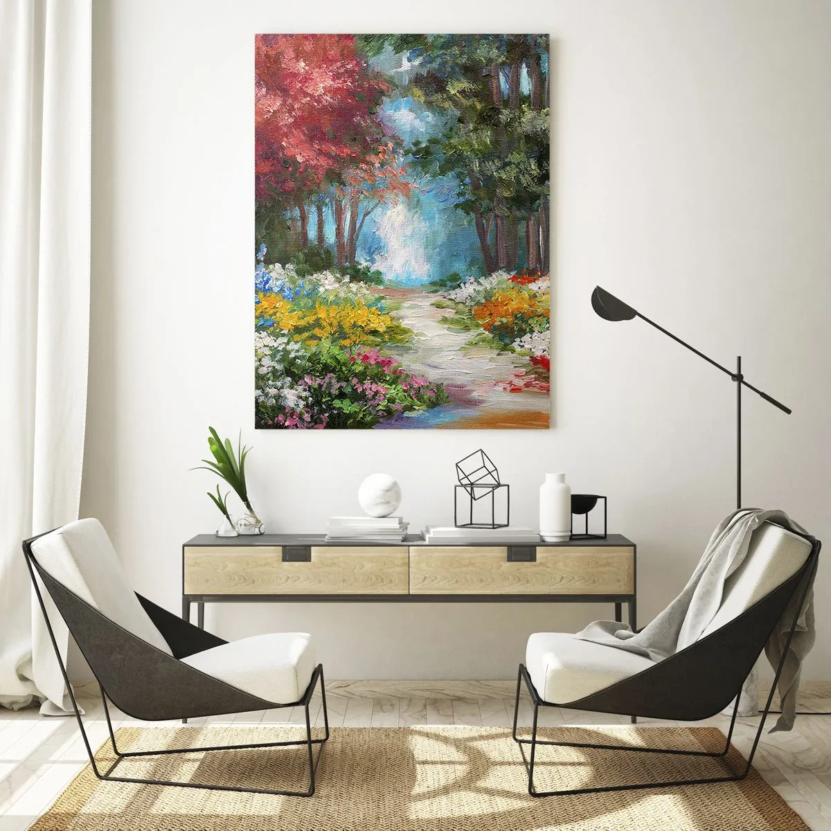 Üveg kép - Erdei kert, virágos erdő - 50x70 cm