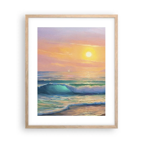 Poszter világos tölgy keretben - A hullámok türkizkék dala - 40x50 cm