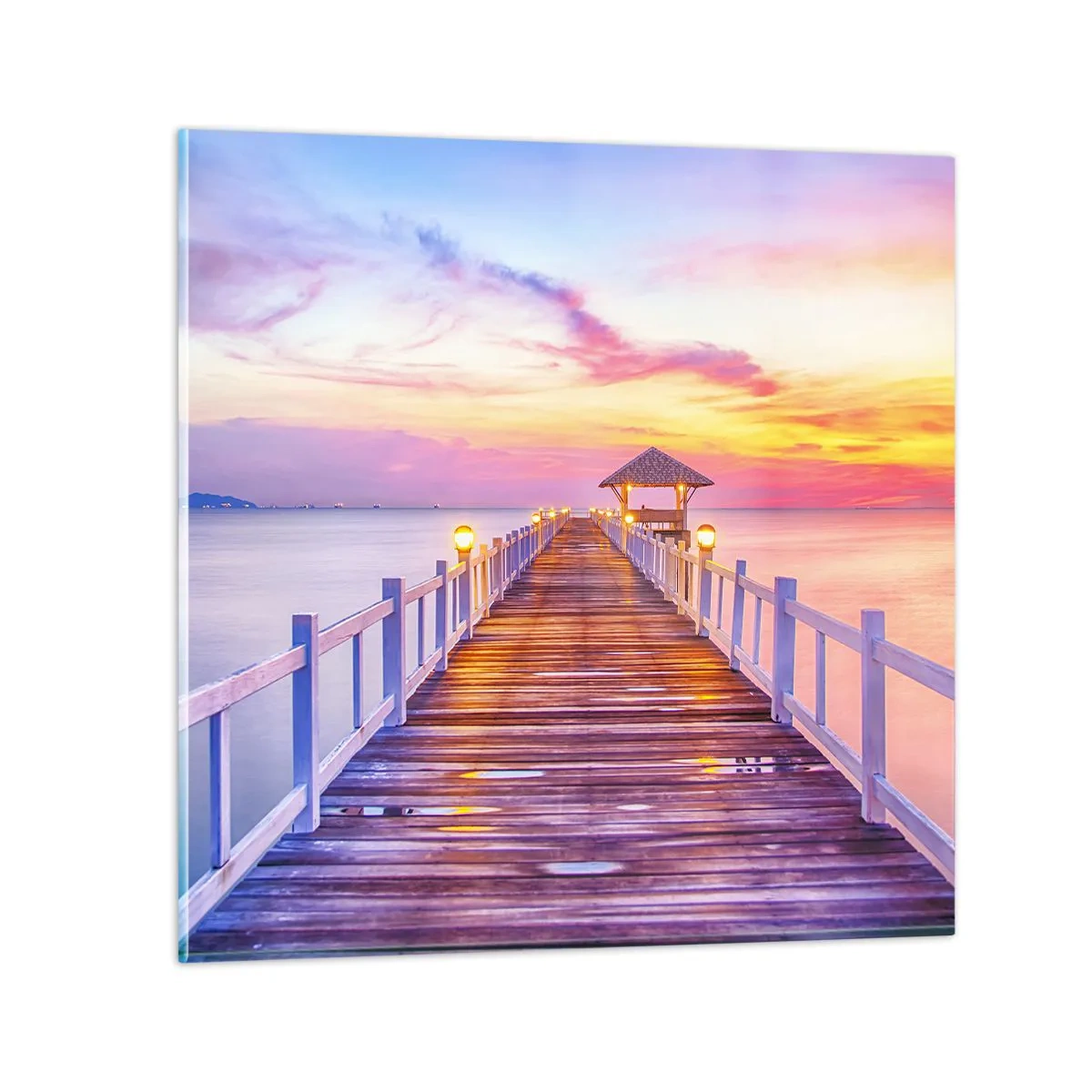 Üveg kép - Az est lilás-arany csendje - 50x50 cm