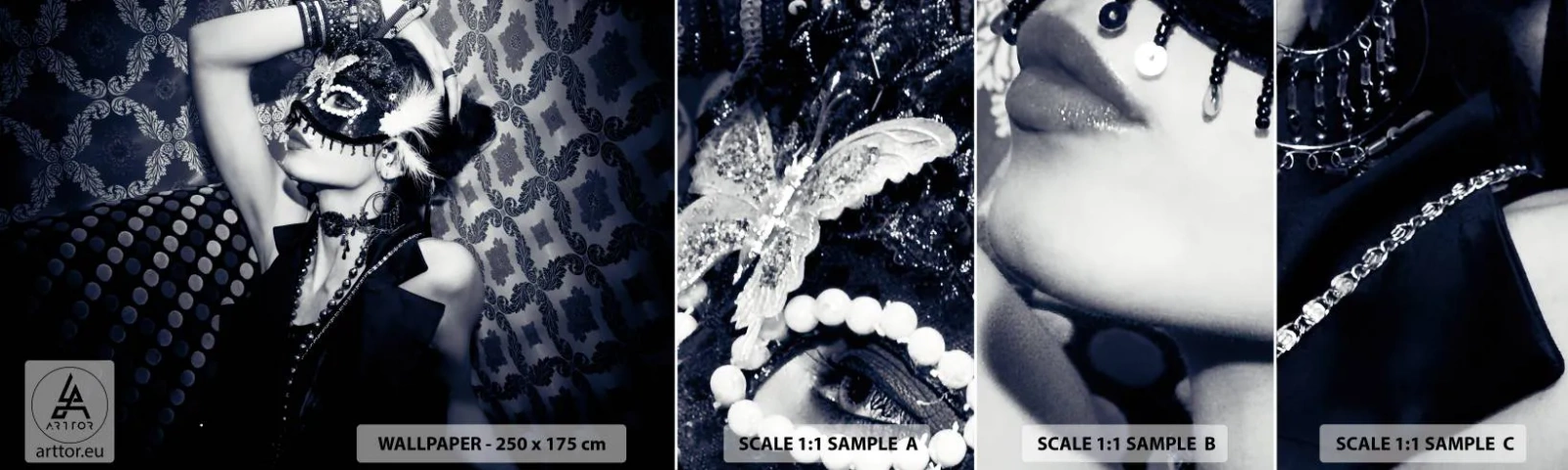 Fotótapéta Minta Standard Eco - Dekorációk, díszek, minták... - Nő, Velencei maszk, Modell - 100x30 cm