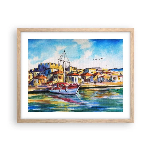 Poszter világos tölgy keretben - Szivárványos délután - 50x40 cm