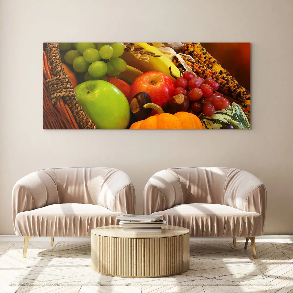 Üveg kép - Bőség kosara - 100x40 cm