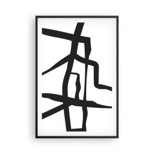 Poszter fehér keretben - Fekete-fehér konstrukció - 61x91 cm